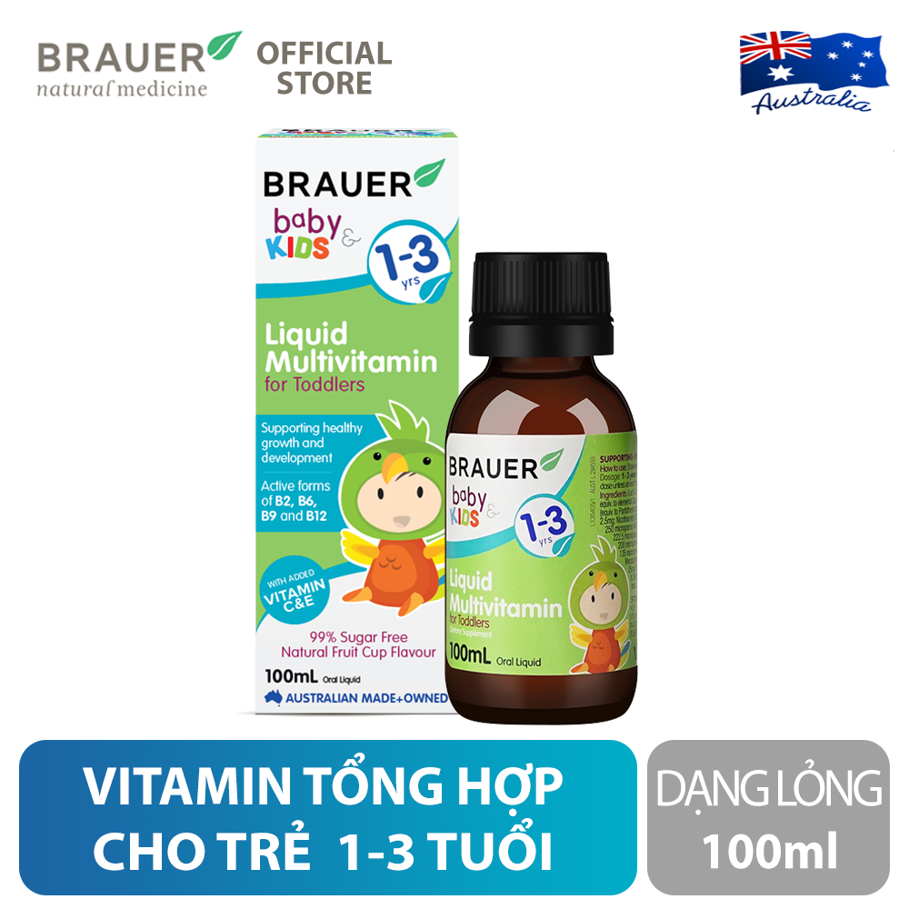 Vitamin tổng hợp cho trẻ Brauer Multivitamin Úc hỗ trợ trẻ phát triển cân đối, tăng sức đề kháng, giảm biếng ăn, giúp trẻ ngủ ngon - OZ Slim Store