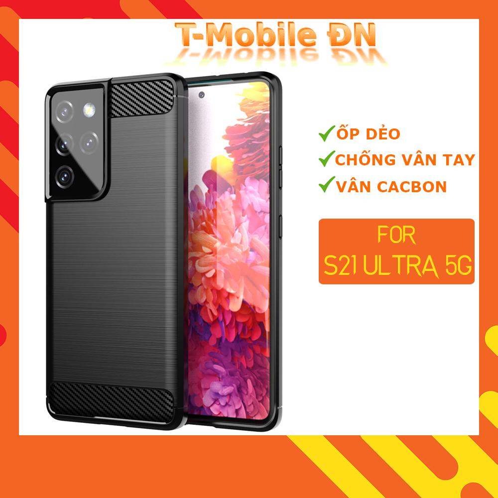 Ốp lưng dành cho Samsung S21 Ultra 5G ốp silicone mềm Carbone phay xước chống sốc chống vân tay