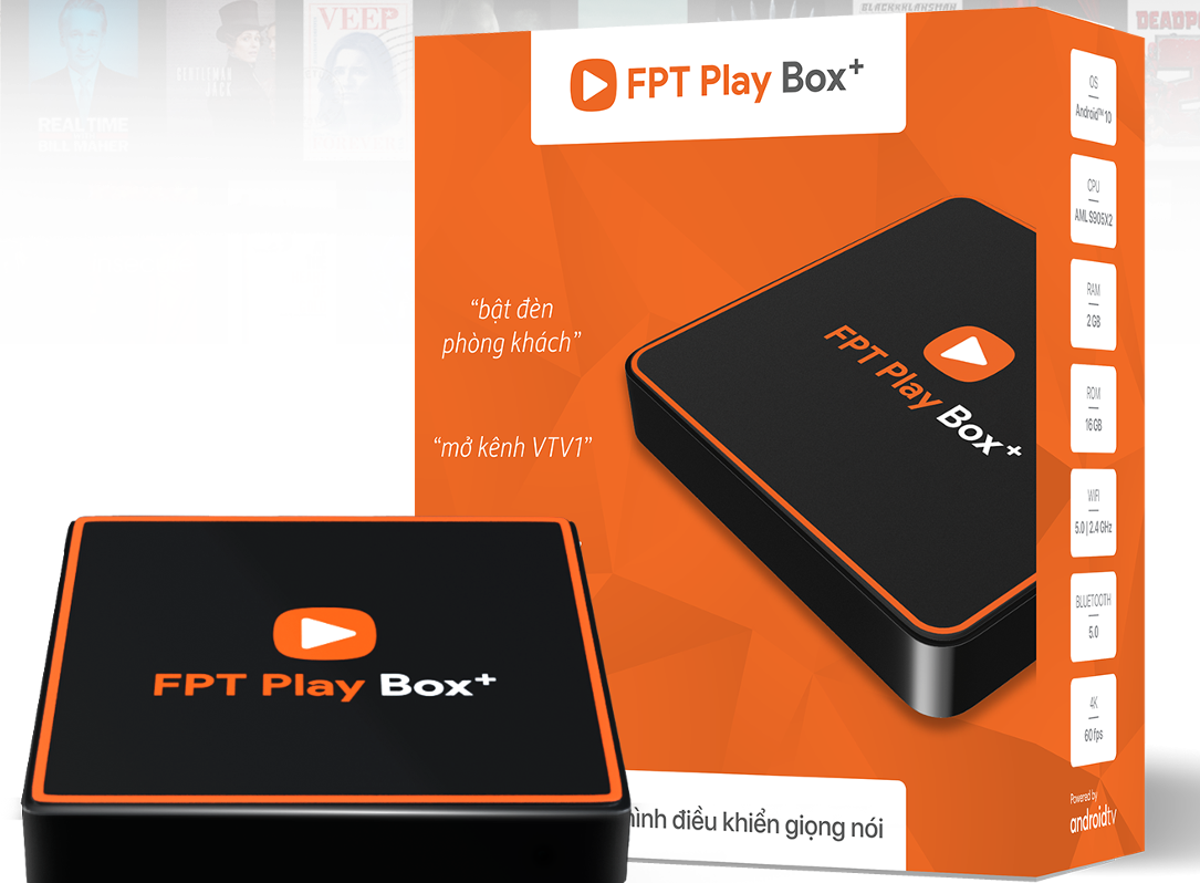 Android Tivi Box FPT Play Box+ NEW 2021 Voice Remote Tặng chuột không dây – Điều khiển tìm kiếm bằng giọng nói Hàng chính hãng