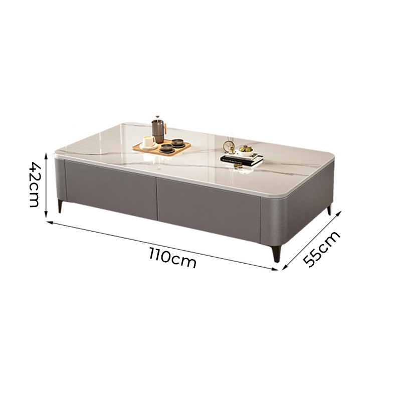 Bàn trà sofa phòng khách họa tiết vân đá bọc da cao cấp phong cách sang trọng - GP379
