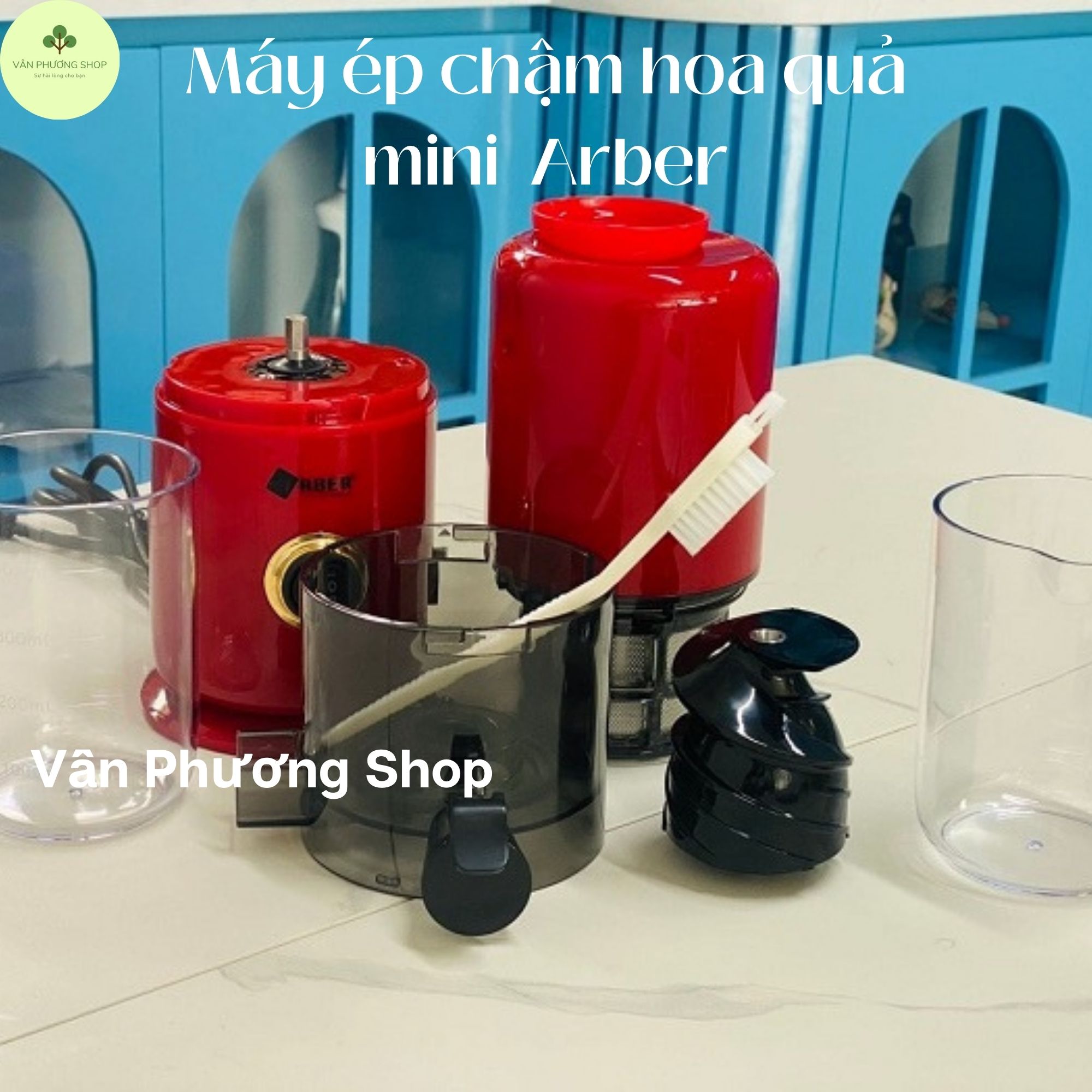 Máy Ép Chậm Trái Cây Mini ArBer MEC2068MĐ  Màu Đỏ Trẻ Trung Vân Phương Shop  - Hàng Chính Hãng