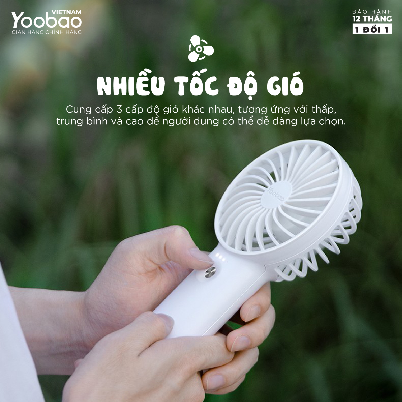 Quạt sạc mini để bàn làm việc YOOBAO F3 Pro 6000/5000mAh Kiêm Sạc Dự Phòng - Hàng chính hãng - Bảo hành 12 tháng 1 đổi 1