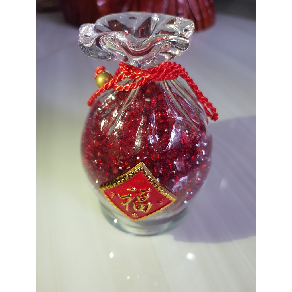 Tượng Túi Tiền Để bàn làm việc và xe hơi Thạch Anh ĐỎ ĐÔ ĐẬM ĐẸP tự nhiên cao 10cm x 7cm hợp mệnh HỎA THỔ trưng rất đẹp xinh may mắn ạ