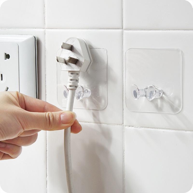 Móc Dán Tường Treo Phích Cắm Điện Trong Suốt Chịu Lực Tiện ích H005