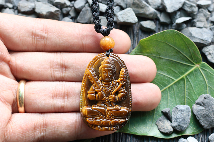 Mặt Dây Chuyển Hư Không Tạng Bồ Tát Đá Mắt Hổ Ngọc Quý Gemstones GA93