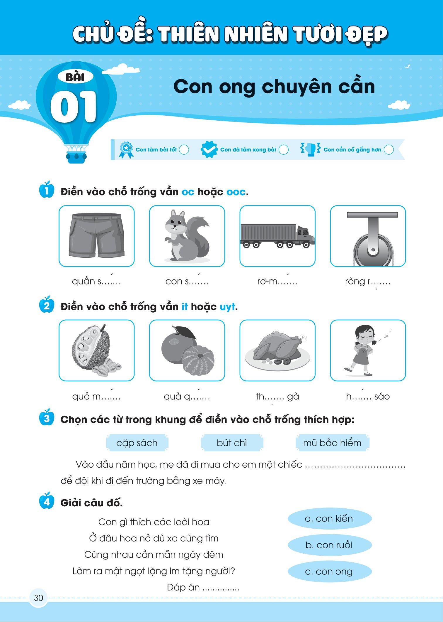 Vở Luyện Viết Chính Tả Lớp 1 - Âm - Vần - Đoạn - Chữ Hoa