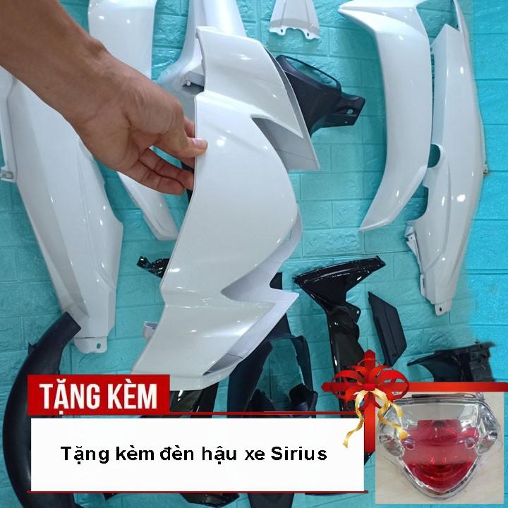 Dàn áo xe dành cho SIRIUS , nhựa ABS nguyên sinh cao cấp màu TRẮNG phanh cơ kèm Củ hậu xe Sirius