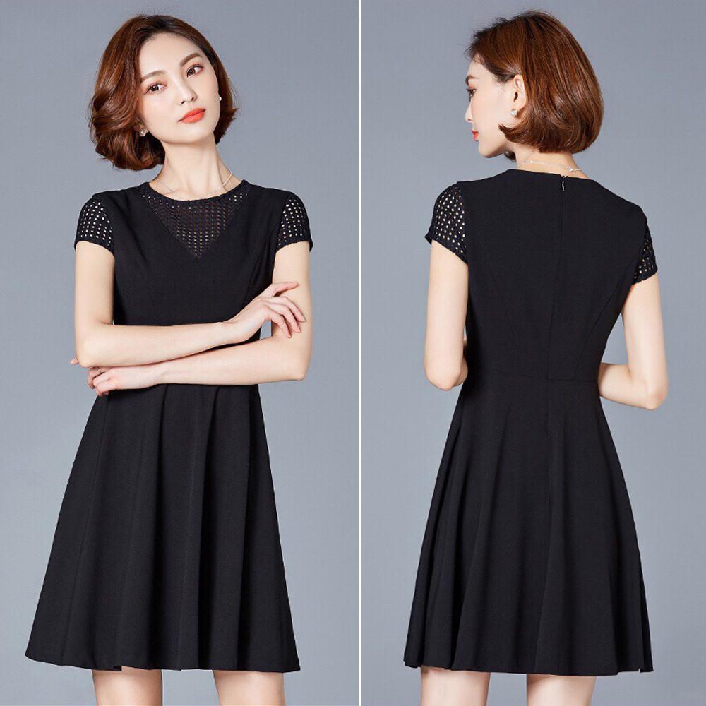 Đầm Dáng Xòe Tay Con Màu Đen-Size M