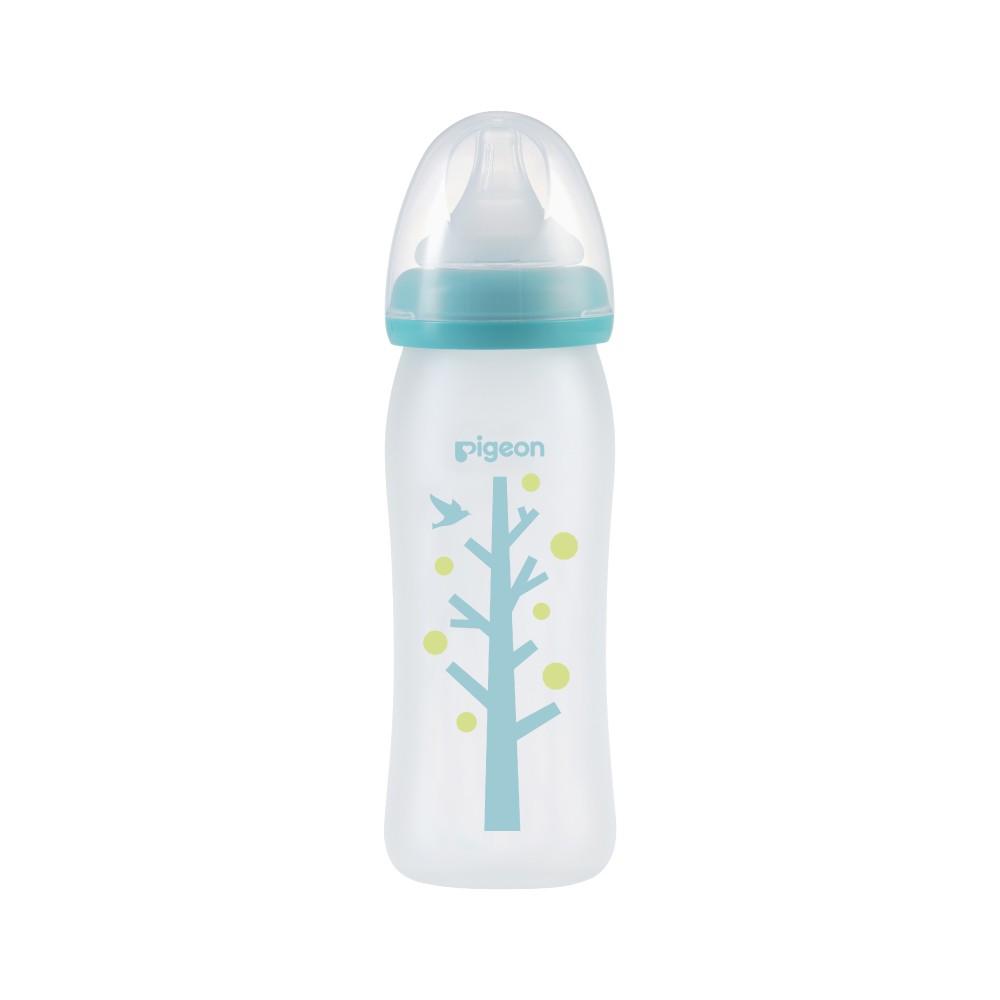 Bình Sữa Thủy Tinh Silicon Pigeon 240ml - Cây xanh - Dành Cho Bé 3 Tháng +