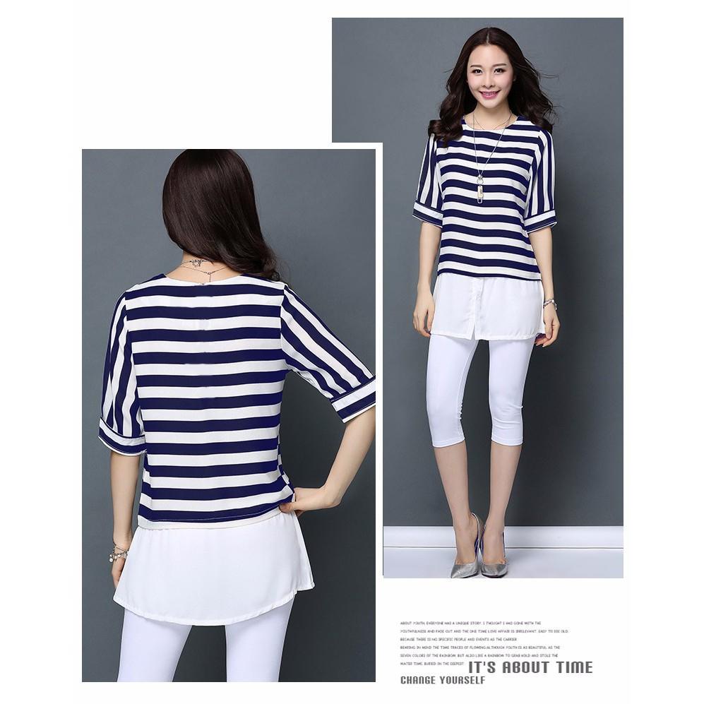 TK184N-ÁO SỌC TAY LỠ FORM DÀI S-6XL