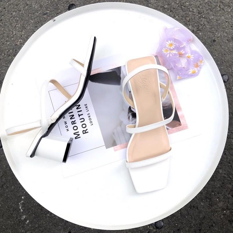 GIÀY SANDAL NỮ 2 QUAI CHÉO HẬU THUN GÓT VUÔNG 5 CM - Giày sandal quai mảnh