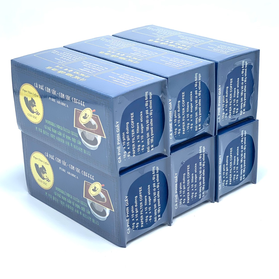 Cà phê con sóc phin lọc giấy hộp xanh