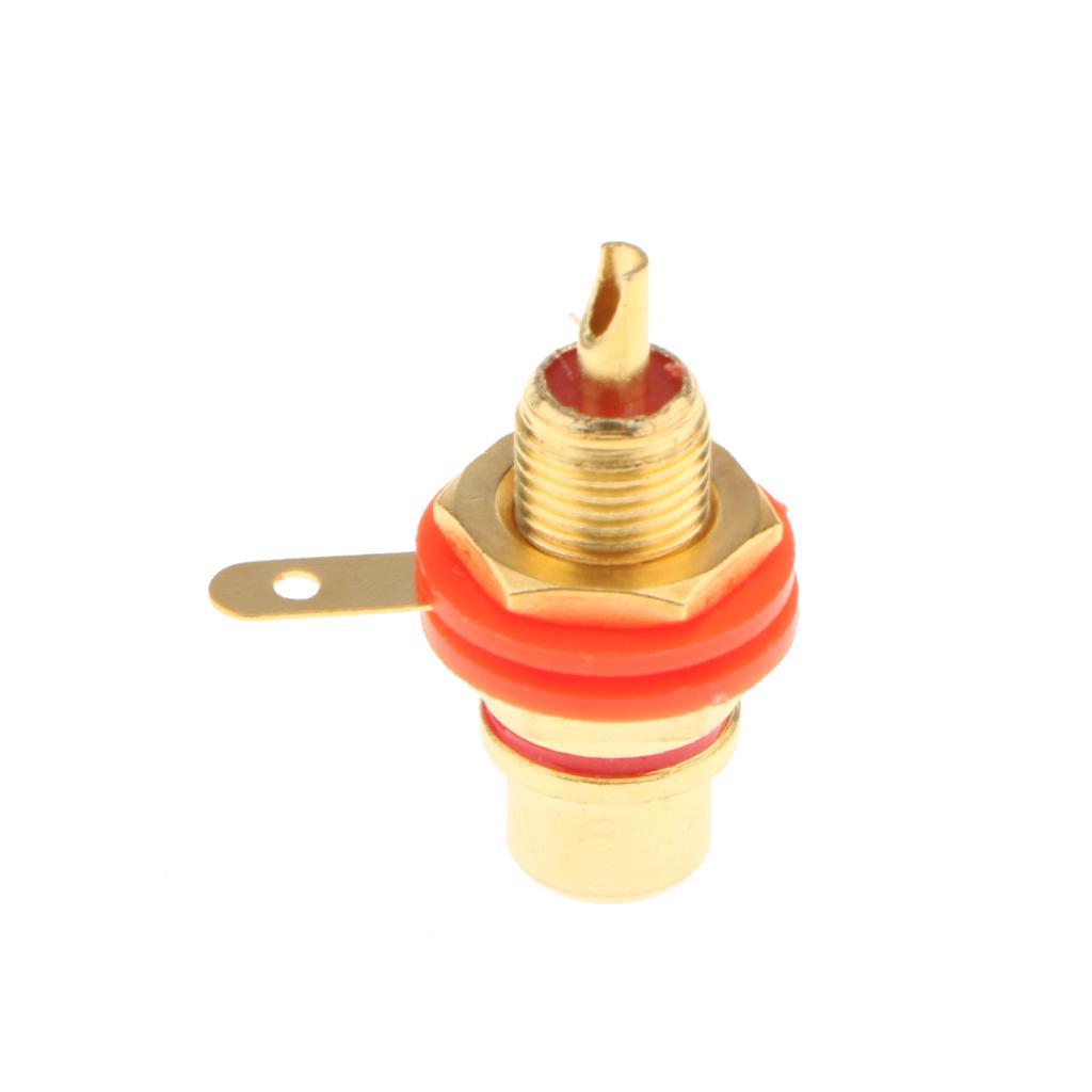 2Pcs Gold Plated RCA Jack / Socket Audio Video Female Cable Connector Red