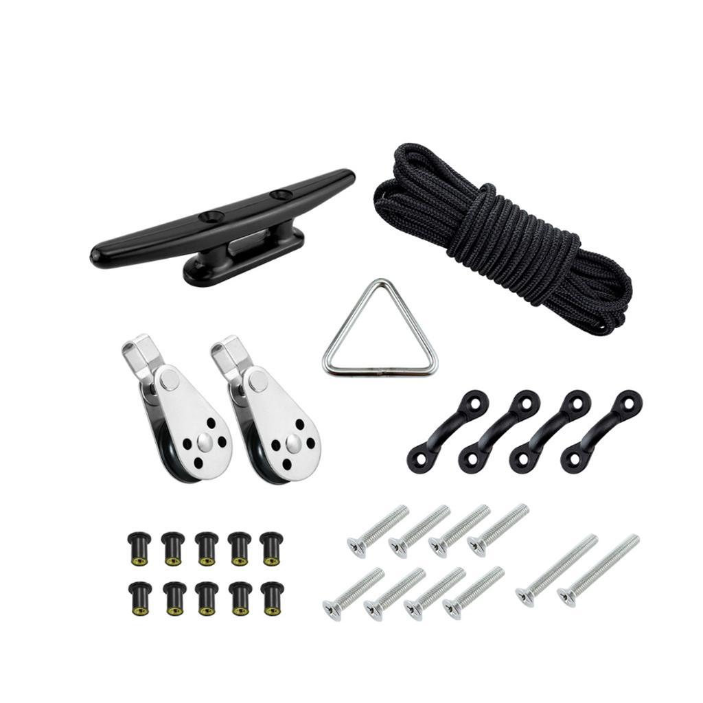 Kayak Accessories Canoe Anchor Trolley Kit with 30ft Rope for boat anchoring