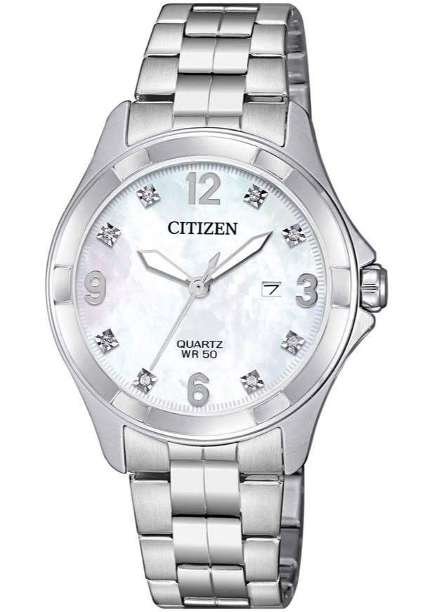 Đồng Hồ Nữ Citizen Đính Đá Swarovski Dây Thép Không Gỉ EU6080-58D - Mặt Xà Cừ