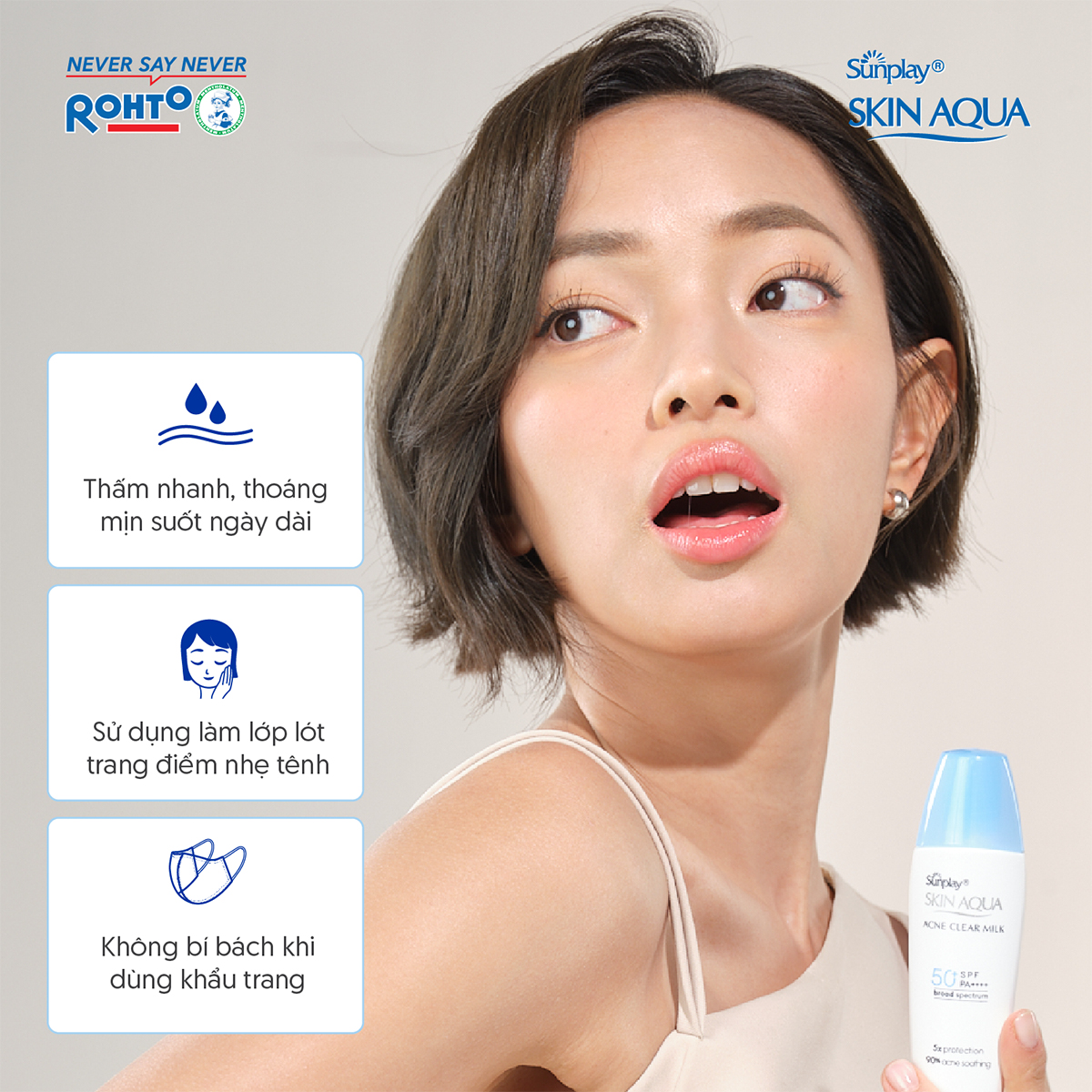 Kem chống nắng Skin Aqua cho da mụn, dạng sữa dùng hàng ngày Sunplay Skin Aqua Acne Clear Eco Việt Nam SPF 50, PA++++ 25g