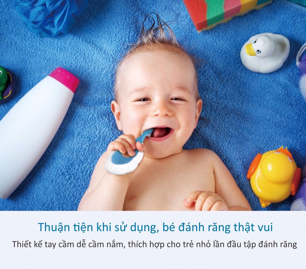 Bàn chải đánh răng cho bé từ 0 đến 3 tuổi, bàn chải siêu mảnh 3 trong 1 KUKU KU1138