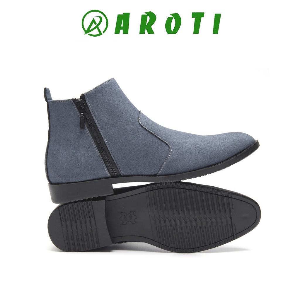 Giày chelsea boots nam da lộn, cổ khóa, đế khâu chắc chắn-cb521 XÁM BUCK