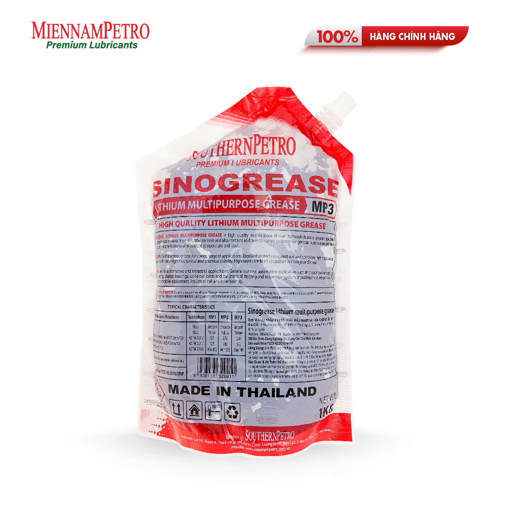 Mỡ Bôi Trơn MiennamPetro Sinogrease Lithium MP3 1KG Đa Dụng Bảo Vệ Xe Ô Tô Công Nghiệp Cao Cấp