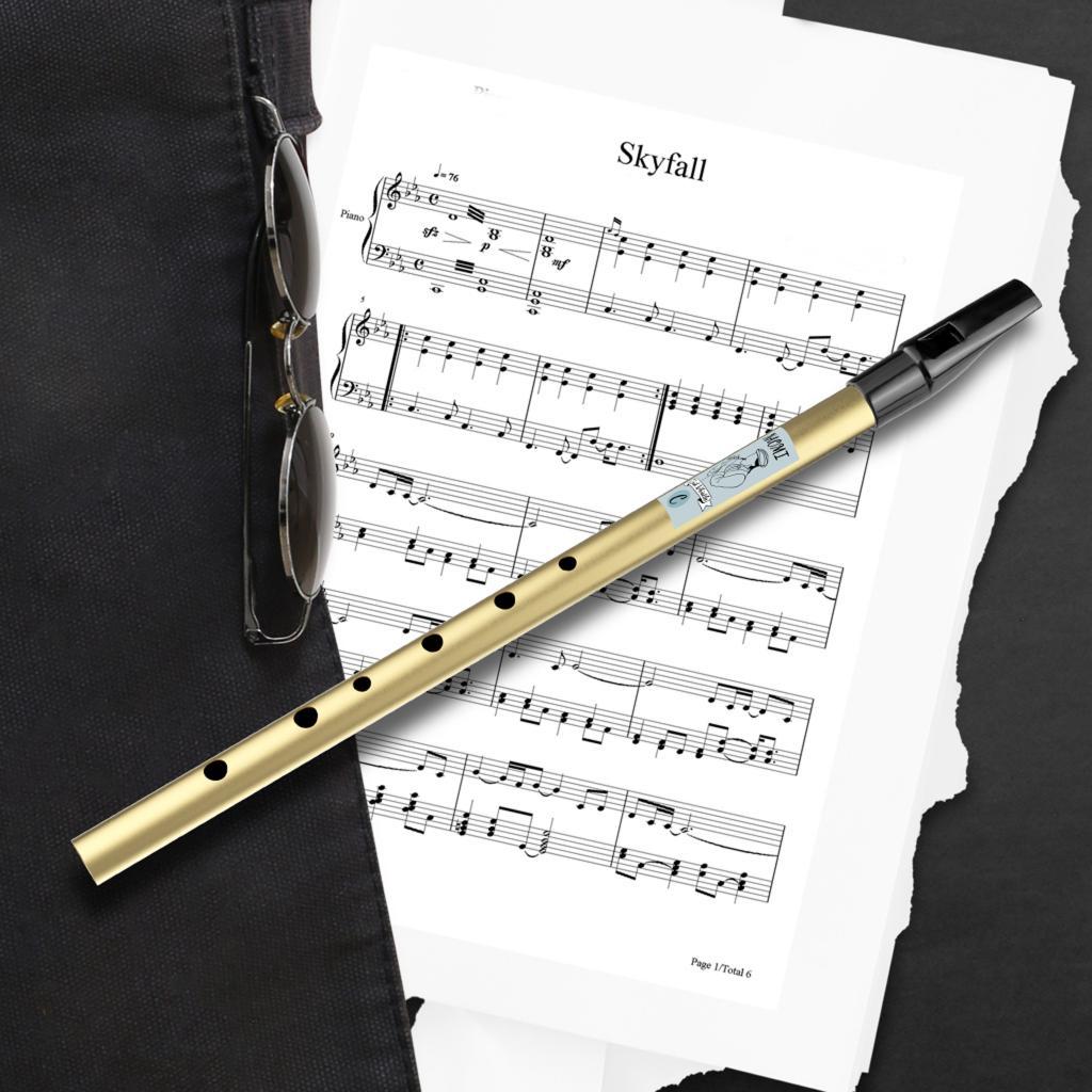 Triditional Irish Tin Whistle Flute 6 Hole Tin Penny Whistle High D Gold