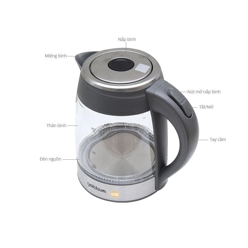 Ấm Siêu Tốc Thủy Tinh Cao Cấp Goldsun 2,2 Lít