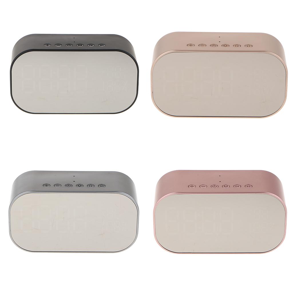 Wireless LED Mirror Surface Bluetooth Alarm Clock Speaker Table Clock for Home Office Decoration