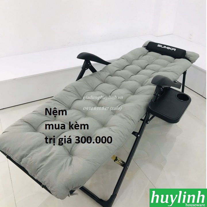 Giường - ghế xếp gấp thư giãn Sumika 168 - Kèm nệm - Tặng khay để ly - Tải trọng 300kg - Hàng chính hãng