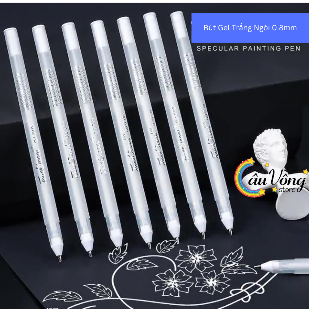 Bút Gel Mực Trắng Ngòi 0.8mm Dùng Phác Thảo, Đánh Dấu Nổi Bật (1 Cây Lẻ)