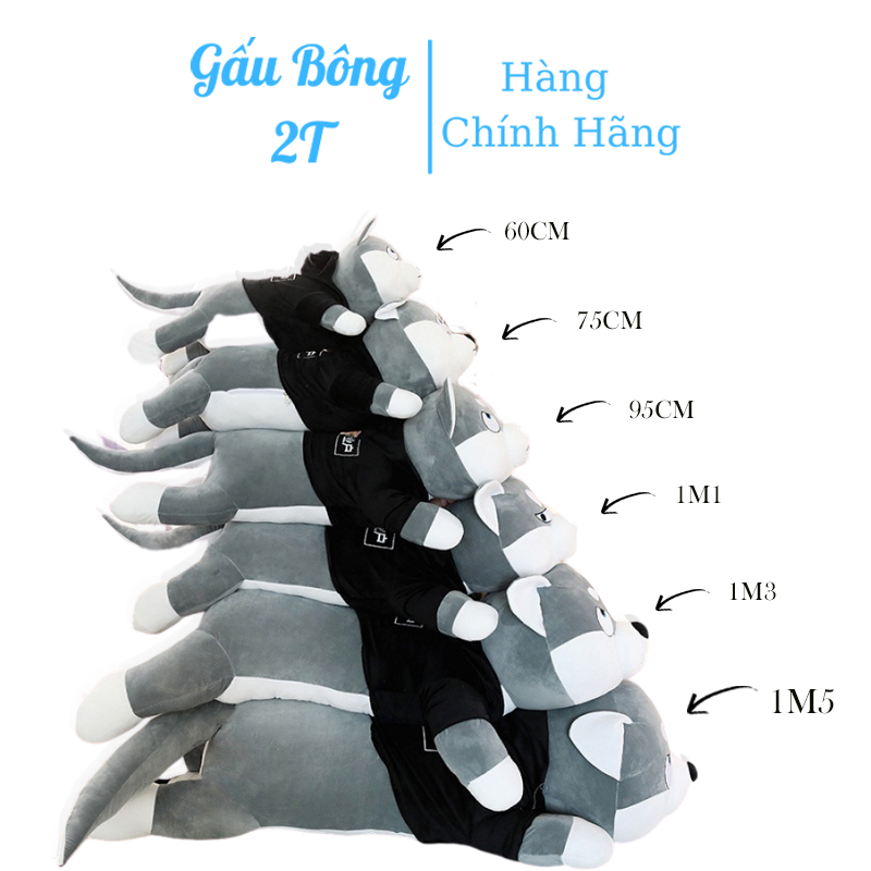 Gấu Bông Chó Husky Ngộ Nghĩnh-Gấu Bông 2T Cao Cấp- Thú Nhồi Bông Với Vải Nhung Co Giãn, Đàn Hồi Lót Bông Gòn Cao Cấp Mềm Mịn