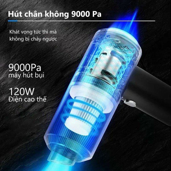 Máy Hút Bụi Cầm Tay Không Dây 9000Pa, Hút Bụi Ô Tô, Giường Nệm, Sofa, Laptop - HÀNG CHÍNH HÃNG