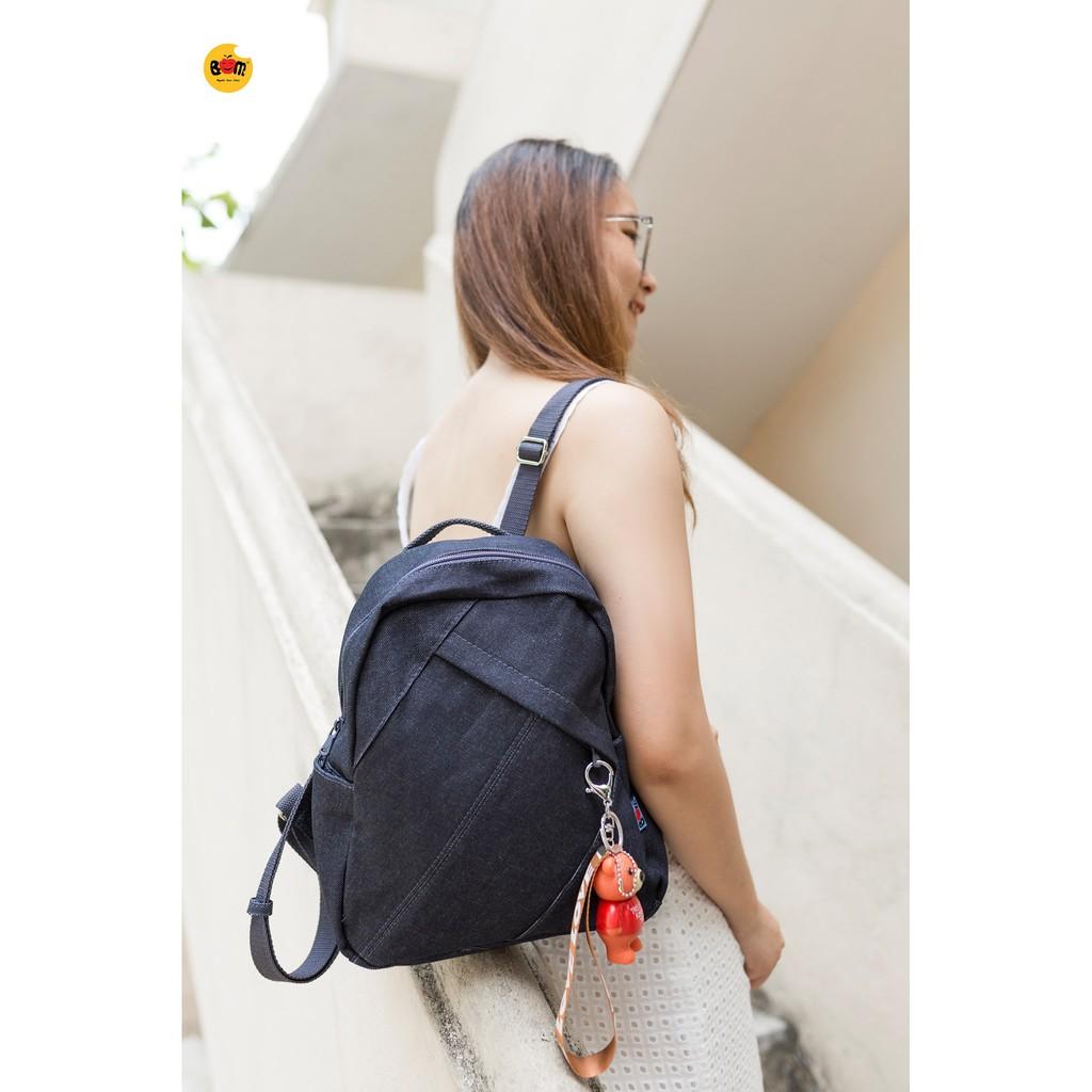 Balo thời trang, form vừa, chất liệu vải jean nhẹ bền - BOM