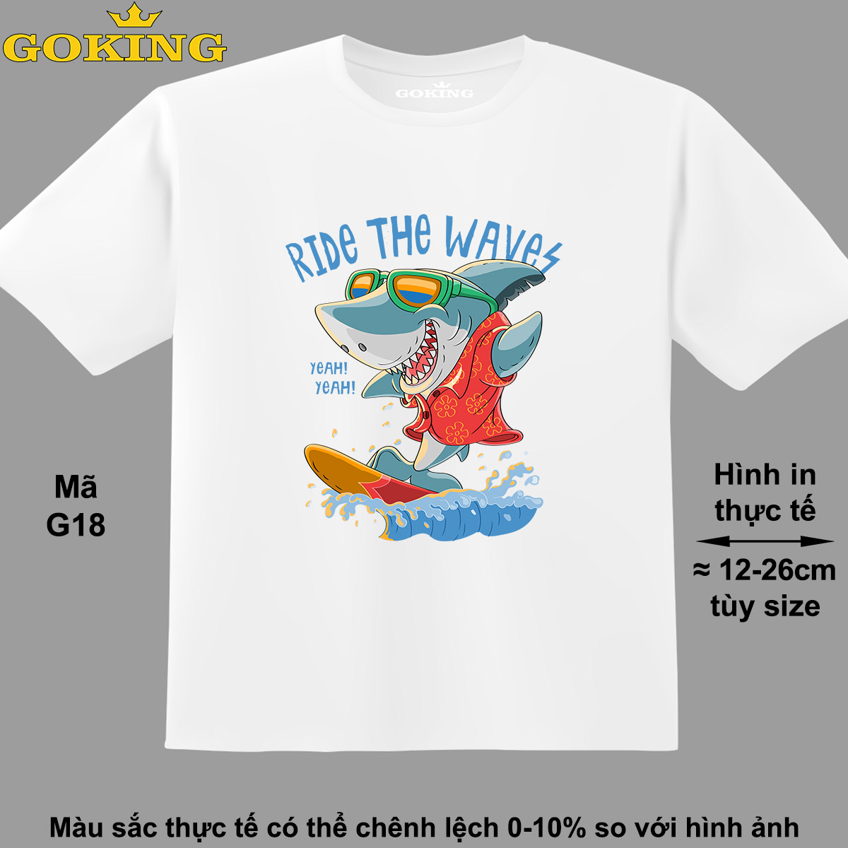 RIDE THE WAVES, mã G18. Áo thun hàng hiệu Goking, form unisex cho nam nữ, trẻ em, bé trai gái. Áo phông in đẹp, quà tặng cao cấp cho gia đình, cặp đôi, doanh nghiệp, hội nhóm