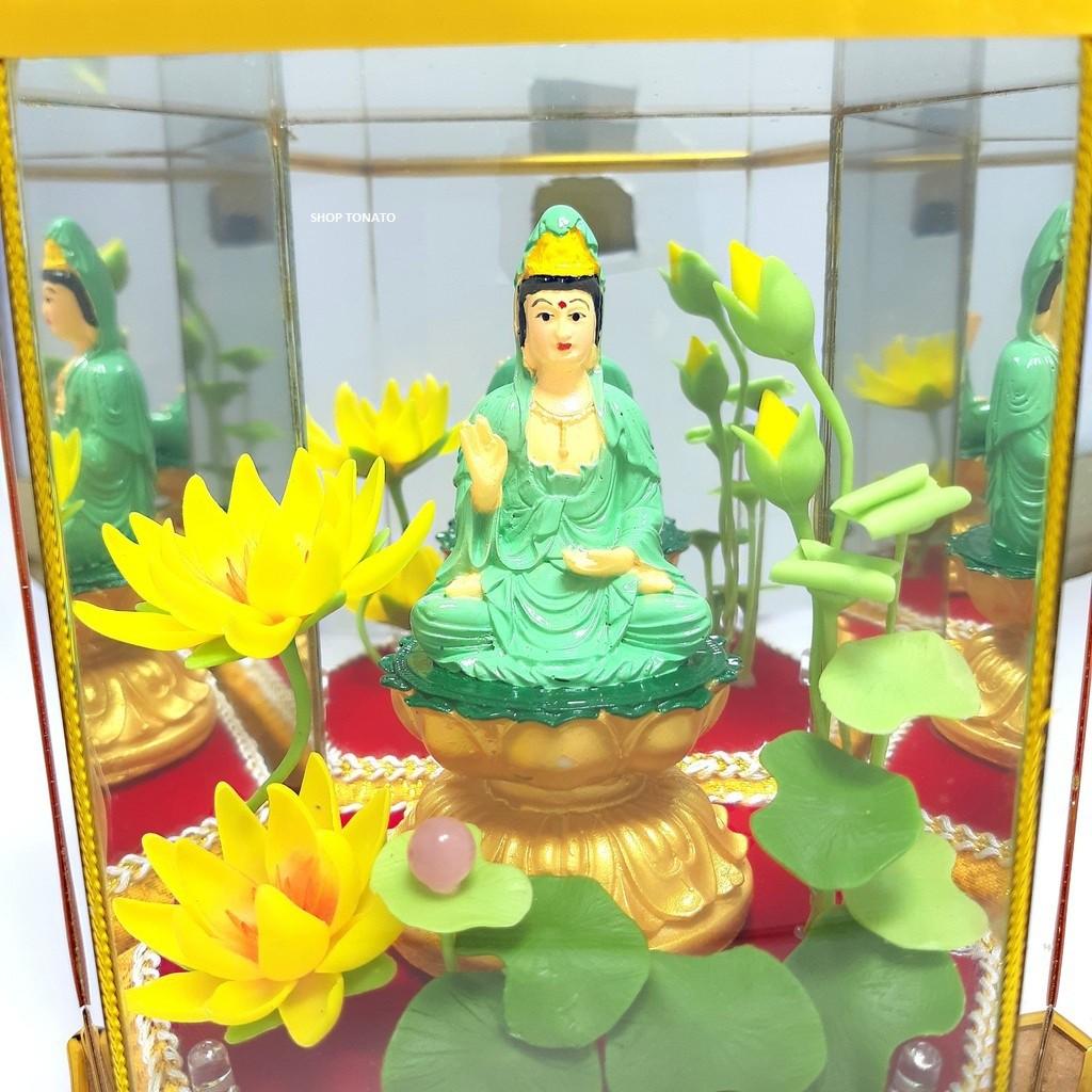 PHẬT QUAN ÂM NGỒI NHỎ HỘP ĐÈN CAO 15CM