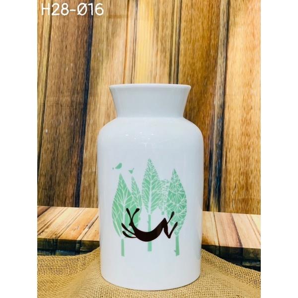 Bình cắm hoa dáng ống cao 28cm,men sứ xương. Gốm sứ Bát Tràng.