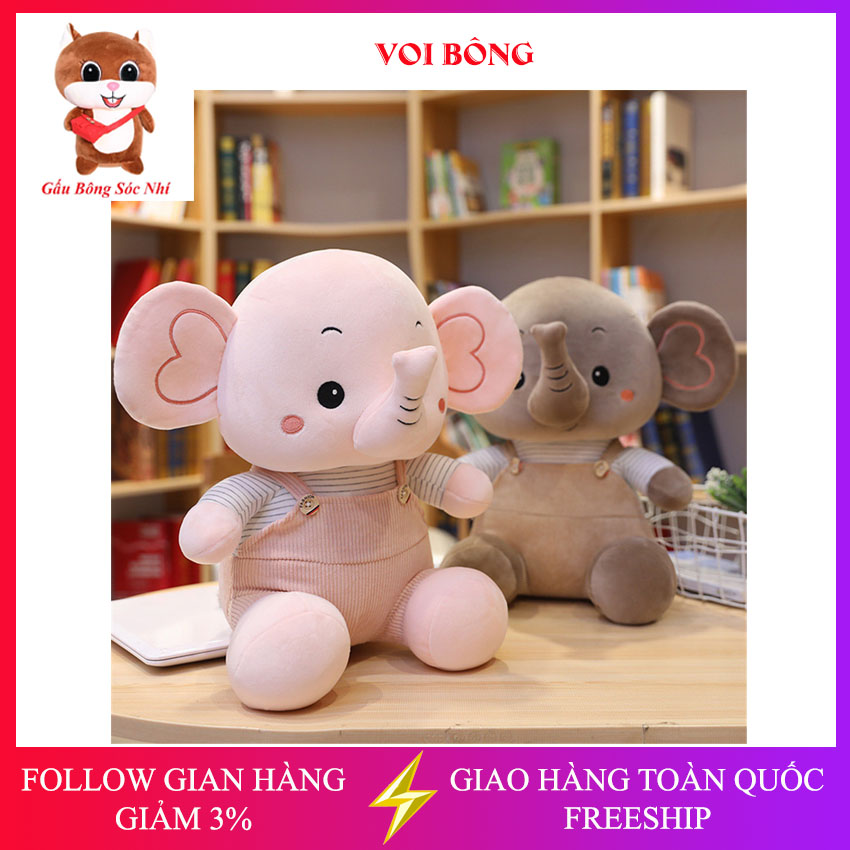 Gấu bông hình con voi - Voi bông cao cấp vải nhung co giãn 4 chiều