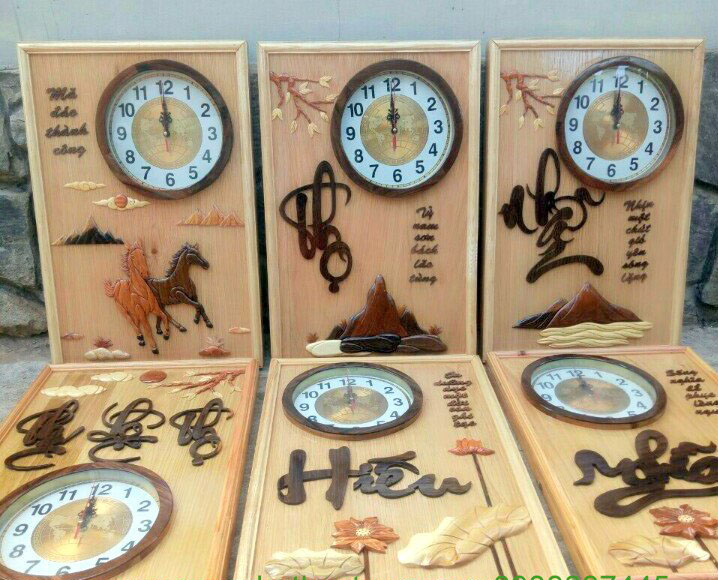 Tranh Gỗ đồng hồ Mã đáo thành công