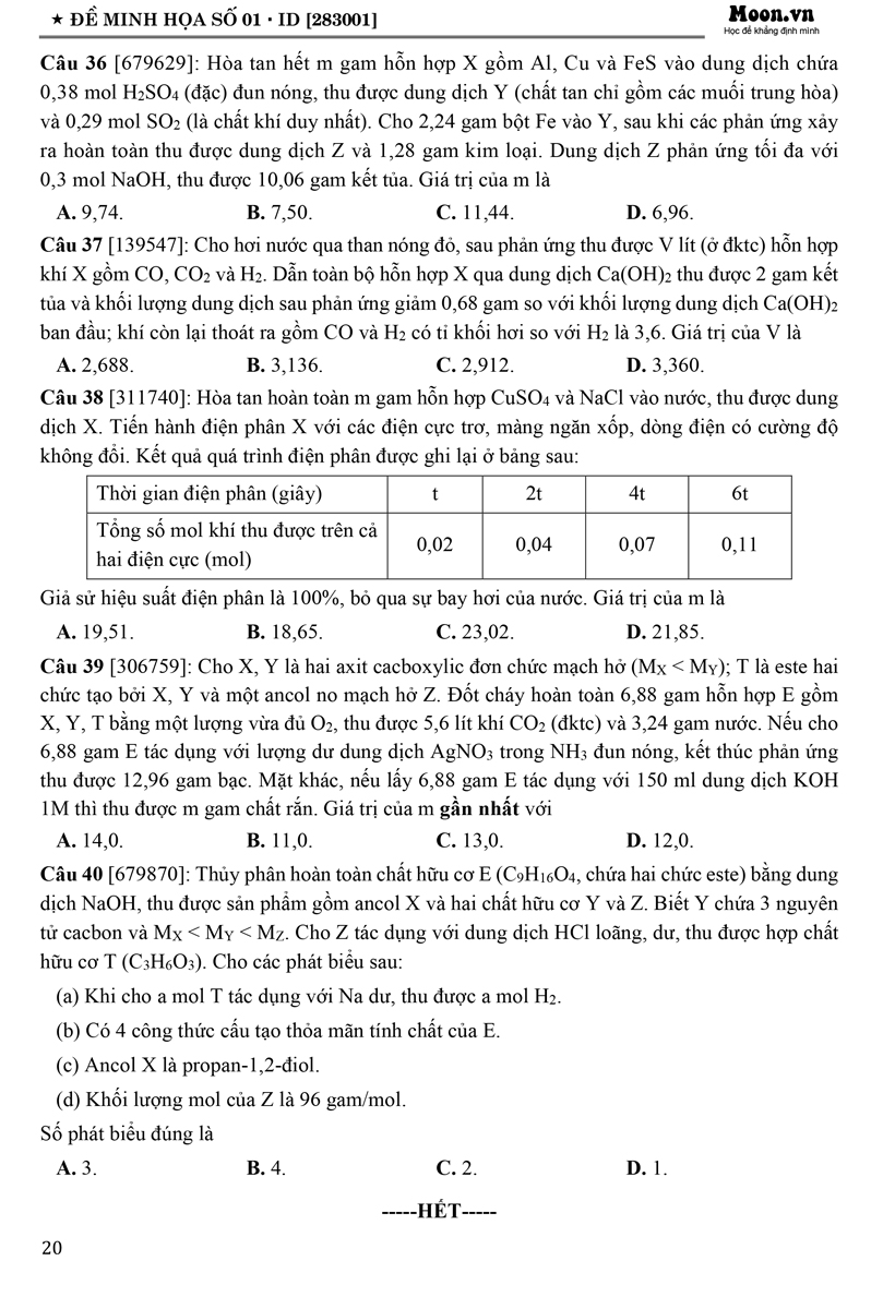 50 Đề Minh Họa 2023 Môn Hóa Học + Tặng Phiếu Trắc Nghiệm 40 Câu  - MOON