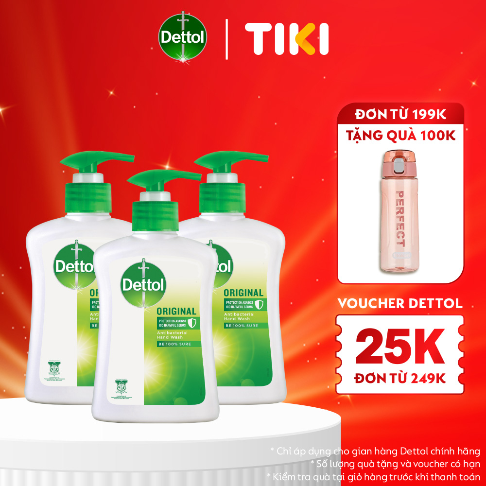 COMBO 3 CHAI NƯỚC RỬA TAY DETTOL KHÁNG KHUẨN – 250G/CHAI 