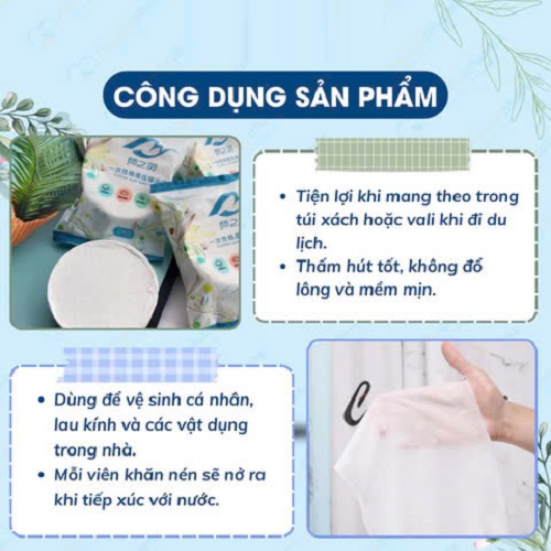 Khăn tắm nén du lịch vải cotton mềm mại thấm hút tốt, tiện lợi 70x140 cm dùng nhiều lần, Khăn nén tập thể thao - compressed towel