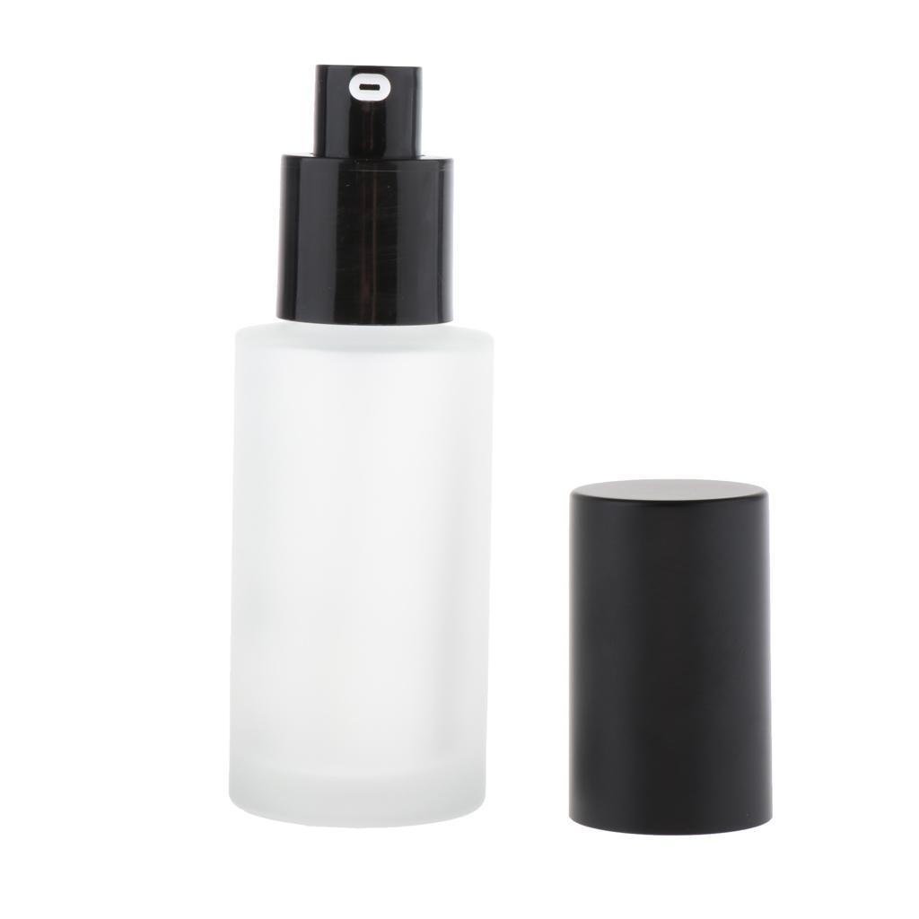 2 Pcs Leakproof Empty Glass Face Cream Dispensing Bottle Container w/ Black Pump