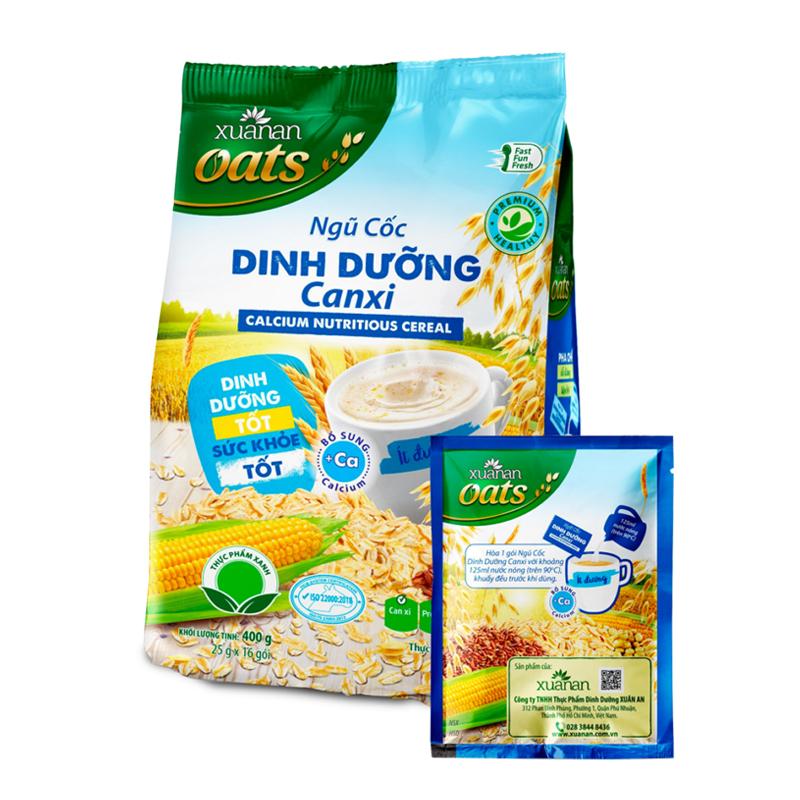 Ngũ Cốc Dinh Dưỡng Canxi Xuân An [ít đường] Túi 400G {25g*16 gói}