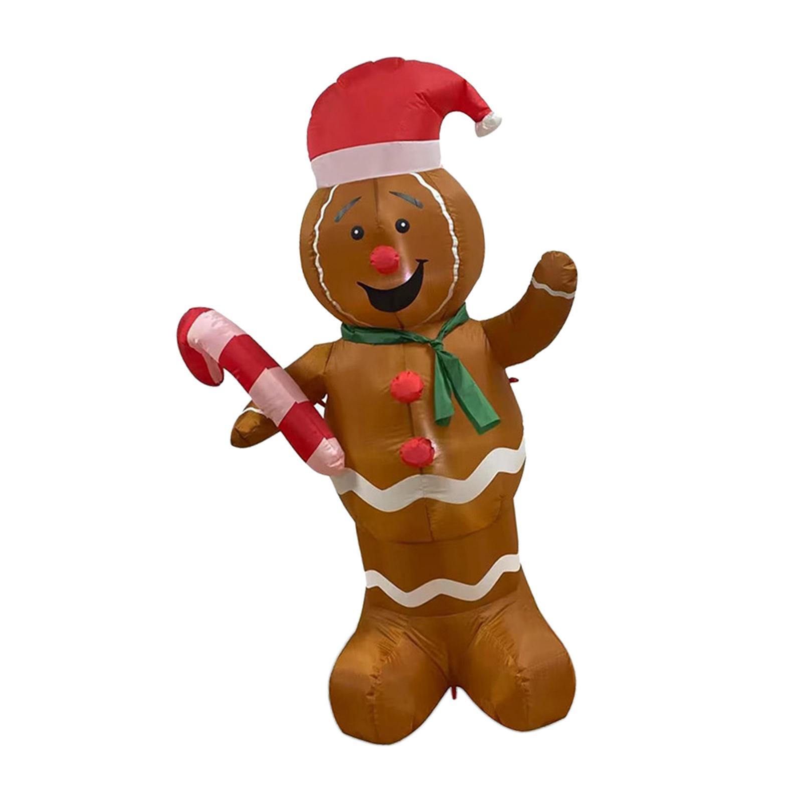 5ft Festive Decoration Gingerbread Man with LED Lights Reusable ,Adorable Inflatable for Yard Indoor Party Decoration Outdoor Decorations