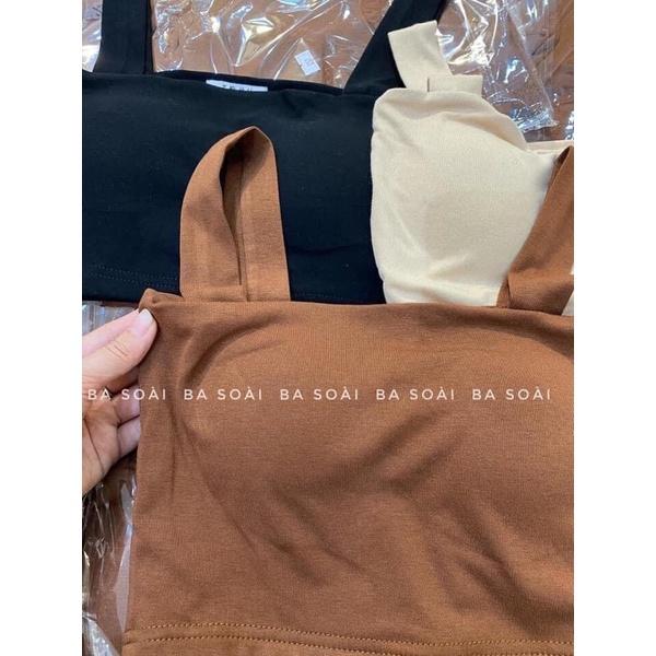 Áo hai dây Áo dây croptop bản to nhiều màu đen be nâu chất bopzip dạnh cho nữ phong cách tiểu thư PHULA