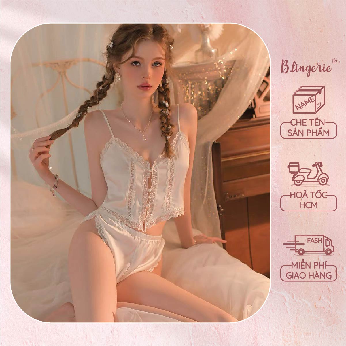 Bộ Đồ Ngủ Hai Dây Gợi Cảm (Không kèm áo choàng) - B.Lingerie