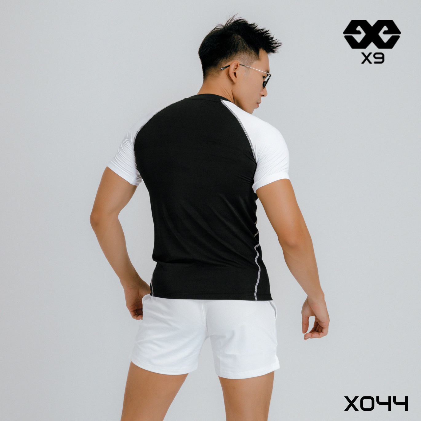 Áo Ngắn Tay Ráp Lăng Phối Màu Slimfit Ôm Body Tập Gym Thể Thao Thun Lạnh Poly 4 Chiều Cao Cấp - X9 Sportswear - X044