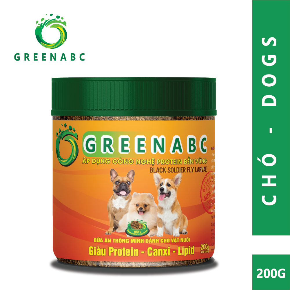 Thức ăn cho Chó GREENABC - Bột bổ sung đủ dinh dưỡng protein 44.9%, canxi 1.33%, lipid 20.1% giúp tiêu hóa tốt, tăng đề kháng, lông mượt - Hộp 200g