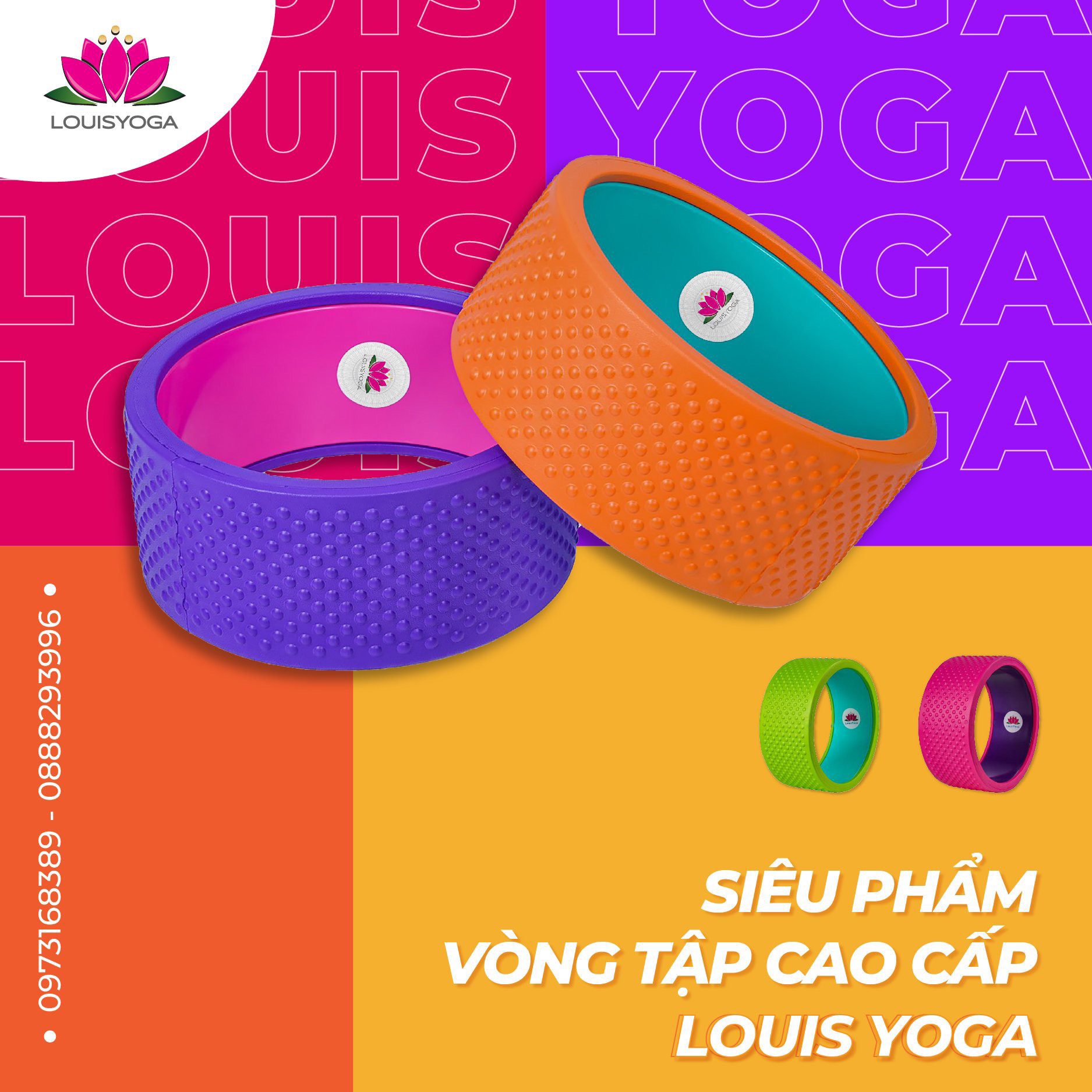 Vòng gai tập yoga cao cấp 16x32 cm - cao cấp,thư giãn, mở vai - Thương hiệu LOUIS YOGA