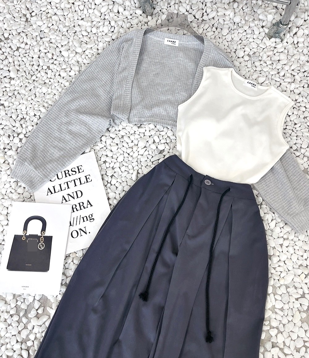 SET QUẦN DÀI ỐNG RỘNG LƯNG CAO SUÔNG TRƠN + ÁO KHOÁC LƯỚI LỬNG CARDIGAN TAY DÀI + ÁO CROPTOP 3 LỖ DẠO PHỐ ĐI CHƠI ĐI BIỂN ĐI TIỆC