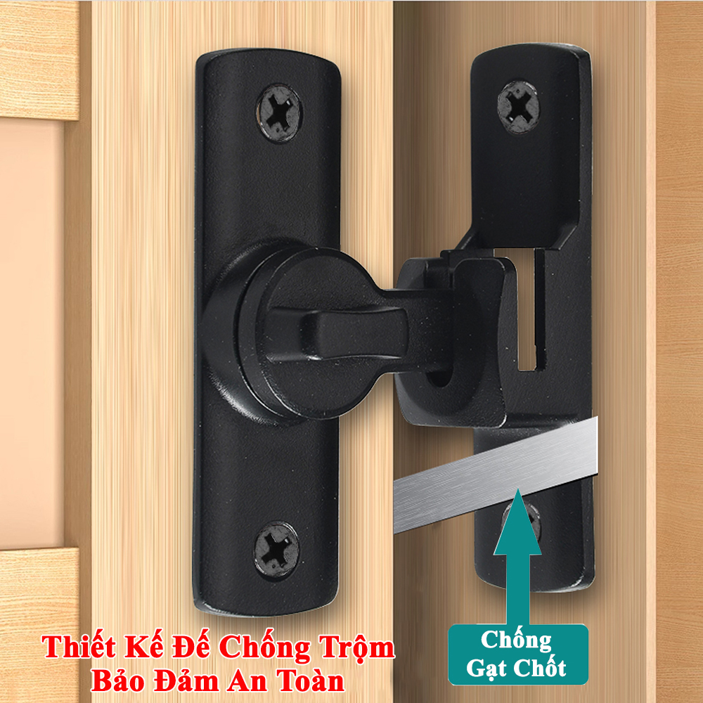 Chốt Khóa Cửa Lùa, Cửa Trượt Xoay KUNBE Đa Năng Bằng Hợp Kim Dày Dặn Bền Bỉ Lắp Góc 90 Độ Và 180 Độ