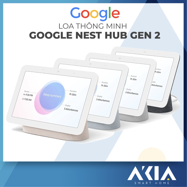 Google Nest Hub Gen 2 - Màn hình thông minh điều khiển cảm ứng 7 inch tích hợp Loa Google và trợ lý ảo Google Assistant - Hàng Nhập Khẩu